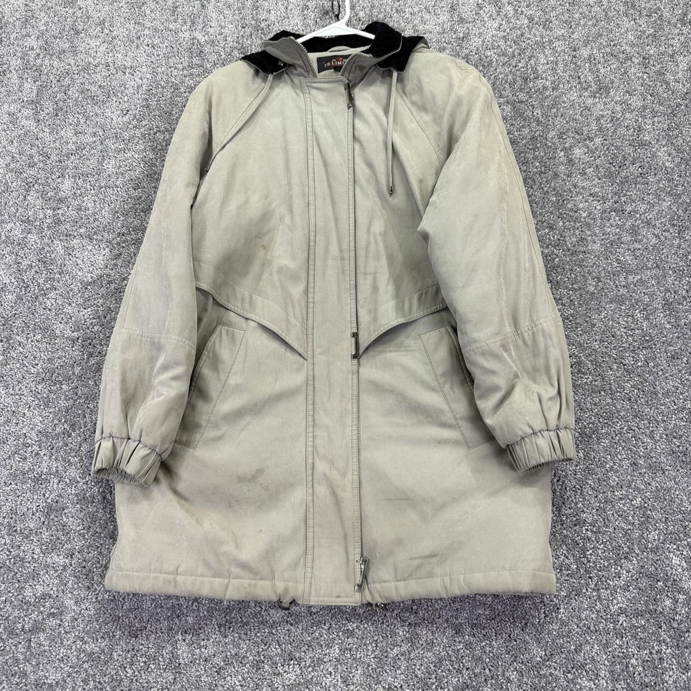 FS Limited Coat Womens Medium Beige Hooded Long Parka Full Zip Insulated Outdoor